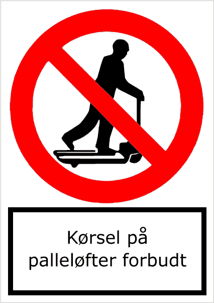 Kørsel på palleløfter forbudt