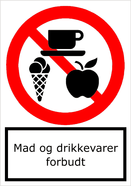 Mad og drikkevarer forbudt