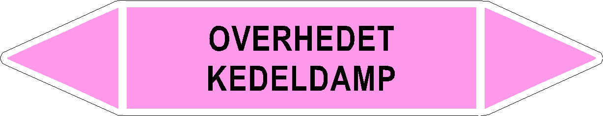Rørlabel - Overhedet kedeldamp - lyserød