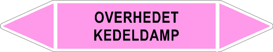 Rørlabel - Overhedet kedeldamp - lyserød