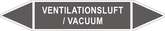 Rørlabel - Ventilationsluft / Vacuum - grå