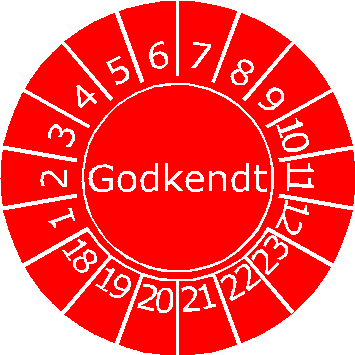Rød godkendt rund (overholder ikke myndighedernes sikkerhedskrav)