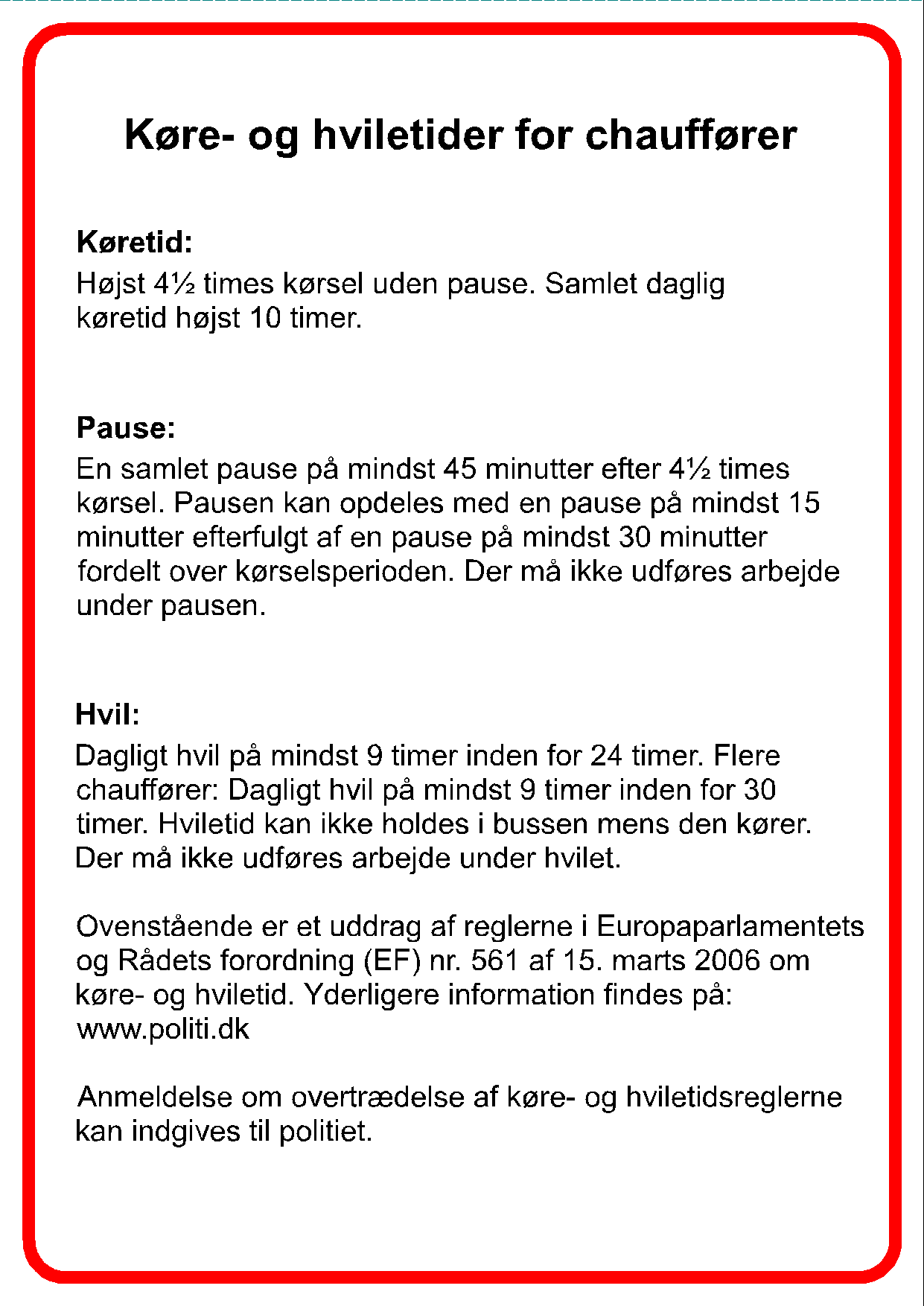 Køre / hviletidsbestemmelser