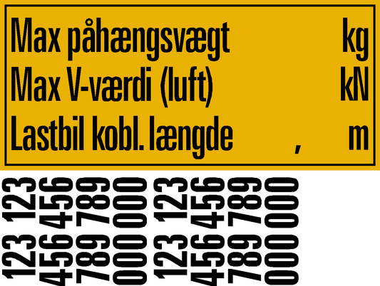 Vægttavle 16 på ark med tal